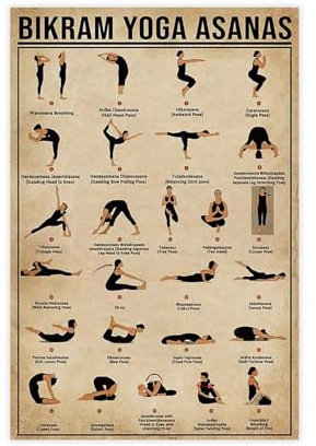GIEIG Bikram Yoga Asanas Poses Wissensposter für Zimmer, Ästhetik, Leinwand, Wandkunst, Poster und Druck, ungerahmt, 61 x 91,4 cm