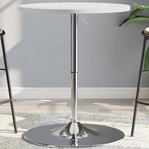 WEMYUFURN Bartisch Weiß Speisetisch Familientisch für Küche 60x60x90 cm Holzwerkstoff Verchromter Stahl