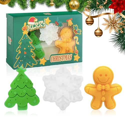 Weihnachtsseife set, Handgemachte Weihnachtsseife mit Weihnachtsbaum Schneeflocke und Lebkuchenmann, Weihnachtsgeschenkset, für normale Haut