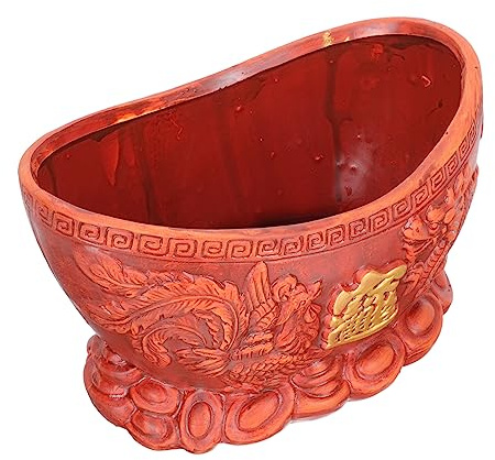 ORFOFE Chinese Style Embossed Ceramic Plant Pot with Dragon Phoenix Relief, Indoor Traditional Flower Container, Feng Shui Decorative Porcelain Planter for Home Gardening