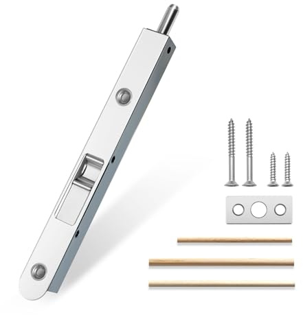 MOSECYOU Verrou de porte française chromé de 17,8 cm - Loquet coulissant dissimulé pour portes doubles - Verrouillage haut/bas pour portes de patio/tempête