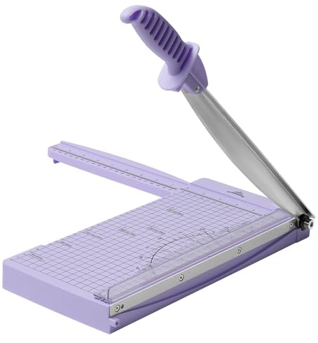 JIELISI A4 Massicot à Guillotine 30 cm,10 feuilles,Violet | Règle Rallongée, Protection de Sécurité et Verrouillage de Lame, Coupes Droites et Nettes, Adapté au Bureau et Scrapbooking