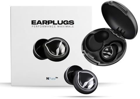 Bouchons d’oreilles pour dormir – Anti bruit 50 dB, 4 tailles réutilisables en silicone + étui - Boules Quies - Protection auditive - confort earplugs, concert, voyage, travail Nasyl Pure