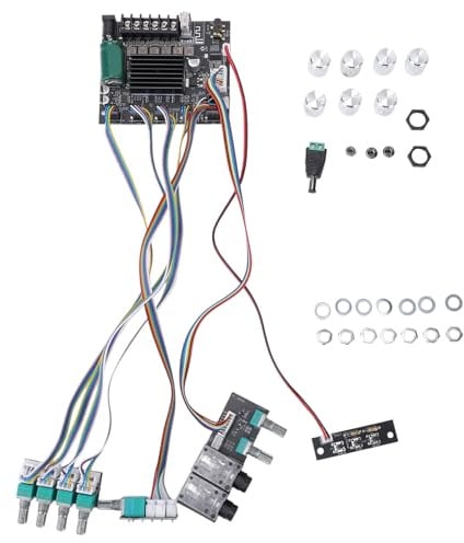 ViaGasaFamido Carte Amplificateur Bluetooth 2.1 Canaux 50 W + 100 W – Module de Puissance Audio TPA3116D2 avec Contrôle des Basses Aigus pour Haut-parleurs DIY et Cinéma Maison