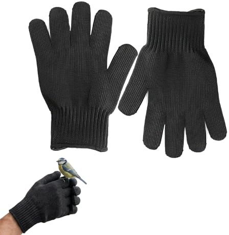 Satiskid 1 Pair Animal Handling Gloves, Bird Training Anti-Bite Mittens with Cut-Resistant Steel Wire, Black Protective Work Gloves for Pet Grooming, Gardening, Cargo Handling
