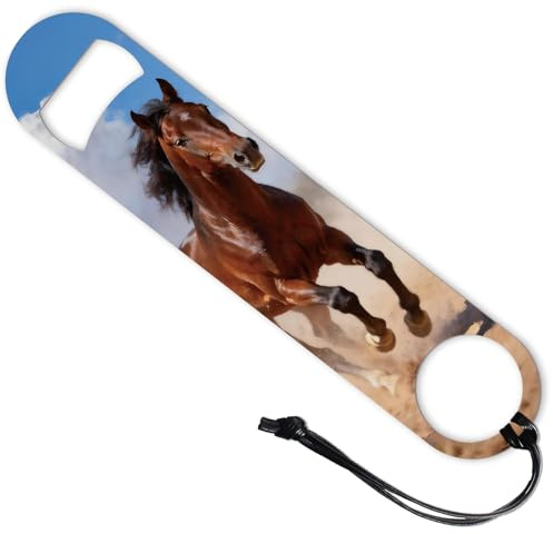 CONCHLERY Horses Bottle Opener 201 Stainless Steel 7 Inch | Flat Galloping Steeds Design Opens Beer Bottles for Bartender Kitchen Bar Restaurant Party Wedding Birthday