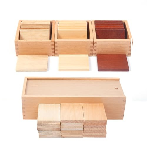 sszxmy Montessori Gewichtete Holztabletten Spielzeug, Baric-Tabletten mit Schachtel Unterscheidungs- und Zuordnungsspiel,2 piece Set