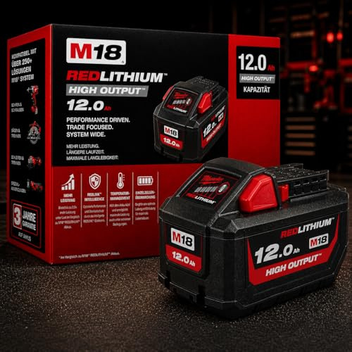 Batteria da 18 V 8,0 Ah compatibile con Milwaukee M18 – M18HB8, batteria di ricambio agli ioni di litio ad alta potenza con indicatore LED, massima potenza e durata extra lunga