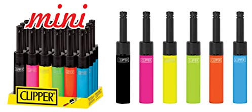 Clipper No 34, Shiny 2 Mini Tubos de Color Neón, minicoleccion, Pack de 6 Encendedores