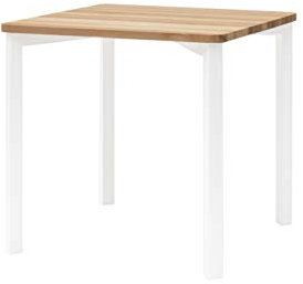 Ragaba TRIVENTI Moderner Esstisch Küchentisch aus Holz - Tischplatte aus Naturholz, Weiß runde Beine - Quadratisch 80 x 80 x 75cm - Holztisch für Wohnzimmer, Esszimmer, Küche