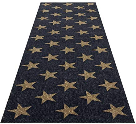 HOMEFACTO:RI Küchenläufer Küchenteppich Teppichläufer Brücke Sterne Stars | waschbar, Größe:ca. 60 x 180 cm, Designs:Sterne | schwarz braun