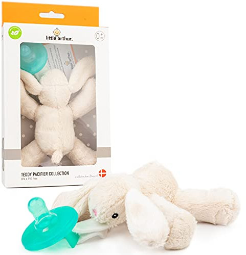 Little Arthur | 26012 | Hase Plüsch Schnuller Kuscheltier | Für Neugeborene ab 0-6 Monaten | Abnehmbarer Baby Schnuller aus medizinisch zertifiziertem Silikon | Schnuller mit Plüschtier