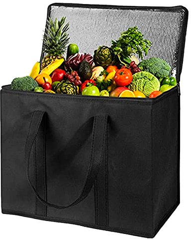 60L Large Cool Bag Cooler Bag and Cooler Box, Insulated Food Delivery Bag for Uber Eats, Thermal Bag for Hot and Frozen Food, Picnic and Grocery Delivery, Freezer Shopping Bag (30x40x50cm 60L Black)