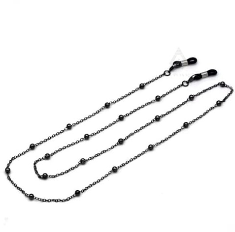 Black Eye Glasses Sunglasses Spectacles Vintage Chain Holder Cord Lanyard Plain Ball Necklace, M
