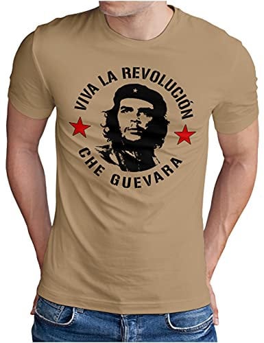 OM3® Che Guevara T-Shirt - Herren - Viva La Revolucion Guerilla Kämpfer - Khaki, XL