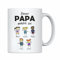 weiße Tasse -Dieser Papa gehört zu- Geschenk für Eltern– Personalisiert mit allen Kindern – Kaffeebecher mit Spruch Für Papa zum Vatertag