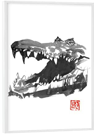 artboxONE Poster mit weißem Rahmen 18x13 cm Tiere Crocodile face - Bild Crocodile Crocodile Japan