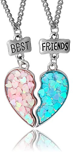 LEBOCADO Amitié Pendentif Collier Ensemble Meilleurs Amis Collier BFF Collier Coeur Amitié Collier pour 2 Filles, Cadeaux D'anniversaire pour Les Meilleurs Amis(Véritable Amitié)