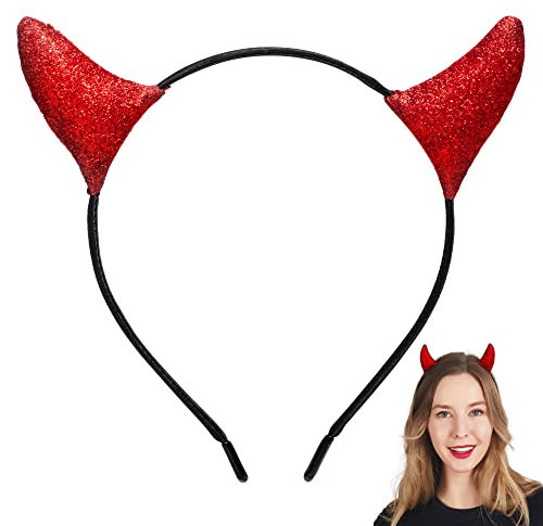 Spooktacular Creations Halloween Cornes de Diable Rouge Bandeau Cornes de Diable Chapeaux Cornes de Démon Rouge Bandeau Diable Accessoires pour Enfants Femmes Hommes Fête d'Halloween