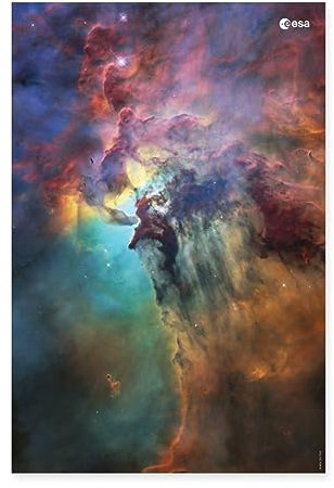 Spreadshirt ESA European Space Agency Hubble Teleskop Lagunennebel Lagoon Nebula Poster 60x90 cm, One size, Weiß