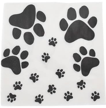 Einweg-Servietten mit Pfotenabdruck, Einweg-Servietten mit Tierpfotenabdruck, Geschirr für Hunde, Haustiere, 20 Stück