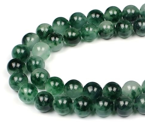 MJDCB Perlen zum Auffädeln 6mm 60 stück Grün Moose Jade Halbedelsteine Perlen mit Loch Natürliche Lose Runde Steinperlen für Herstellung Schmuck Armbänder Halsketten