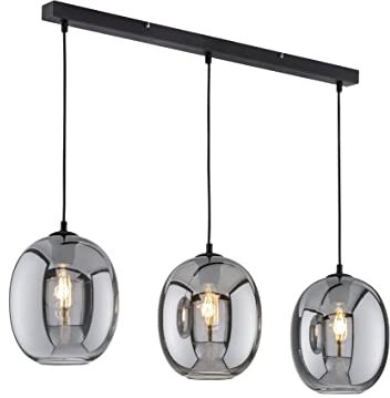 Fischer & Honsel | Pendelleuchte, Nayla | sandschwarz| Glas-rauchfarben| L: 95,00 cm, B: 21,00 cm| Ausl. Decke: 150,00 cm| 3x E27 max. 40,0 Watt| 60907
