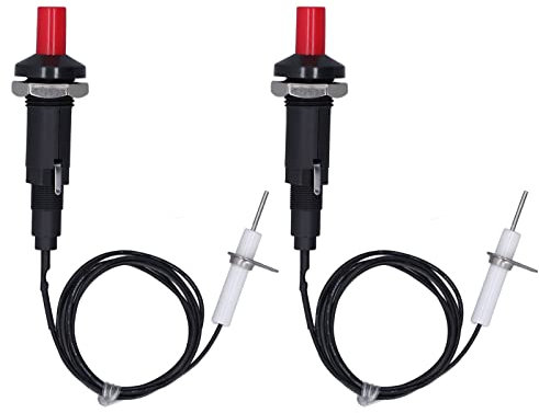 2 Stück Piezozünder 1 Ausgang 2 Druckknopf mit Zündnadeldraht 1 Meter Piezoelektrische Zündung für Gasgrill/Herd/Heizung/Herd Kaminofen Heizung Küchenherd Zubehör