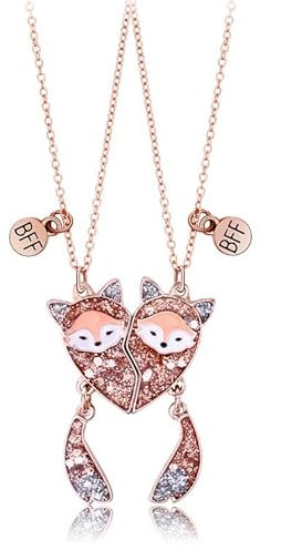 Pwsap Beste Freunde für Immer Halsketten, Freundschaft Gold Fuchs Anhänger Ketten Halsketten, BFF Magnetische Halskette, Valentinstag Schmuck Geschenke für Kinder Mutter Schwestern Freunde