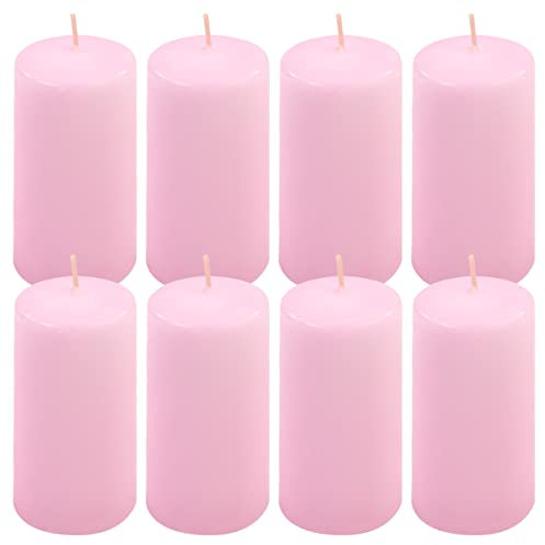 Stumpenkerze Höhe 10 cm Ø 5 cm lange Brenndauer Rund-Kerze Säulenkerzen Kerzen-Deko Tafelkerzen Weihnachts-Kerzen Hochzeits-Deko (pink, 8)