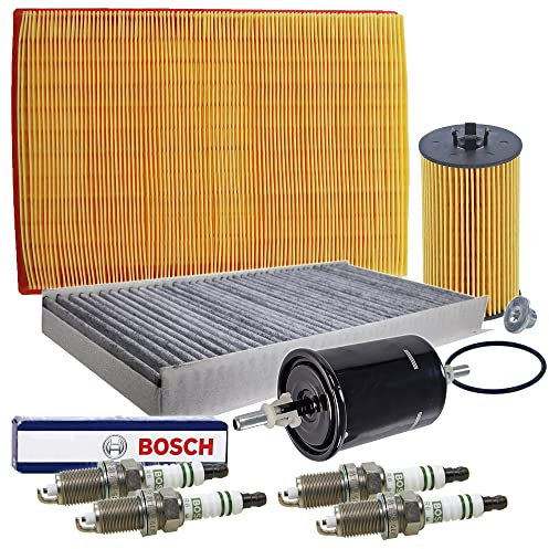 ATEC Germany Inspektionspaket Filterset mit 1x Ölfilter, 1x Luftfilter, 1x Innenraumfilter, 1x Kraftstofffilter, 4x Zündkerze FQR8LEU2, Kompatibel mit OPEL COMBO, CORSA C (X01), TIGRA TwinTop (X04)