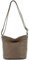 modamoda de T198 kleine Damen Leder Umhängetasche Schultertasche handmade in Italy, Farbe:Dunkeltaupe