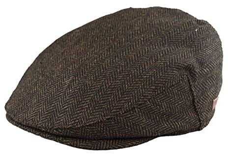 TruClothing.com Herren Flache Kappe Wolle Herringbone Tweed Vintage 1920s Unisex - braun S