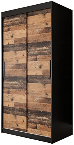 KRYSPOL Schiebetürenschrank Old Style T 100 cm Kleiderschrank Einlegeboden Schlafzimmer- Wohnzimmerschrank Schiebetüren Modern Design (Schubladen: 0)