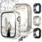 Fullife 3 Pack Waterproof Screen Protector 45mm Compatible with Apple Watch Series 9/8/7, iWatch Full Protective Case Hard PC Bumper Face Cover(Black,Starlight,Blue)