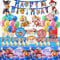 WWD1 133Pcs Paw Dog Party Supplies Set+Paw Dog Party Ballons, Party Tableware Set, Reusable Birthday Party Paper Plates Cups Napkins and Tablecloth Sets Kids Paw Dog Decorations for 20 Guests