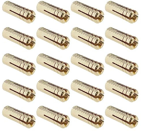 SG Store 20pcs M6 Bulloni di espansione con motivo a pressione interna in ottone tasselli di ancoraggio a parete hardware di fissaggio plug-in per ancoraggio in mattoni solidi in calcestruzzo