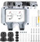 Miiepls Enchufe exterior empotrable, resistente a la intemperie, IP66, con interruptor, luz de control, 2 enchufes, 16 A, enchufe de jardín con tapa abatible para exteriores