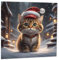 Purple Fox Weihnachtstag mit getigertem Katzen-Motiv, 145 x 145 mm