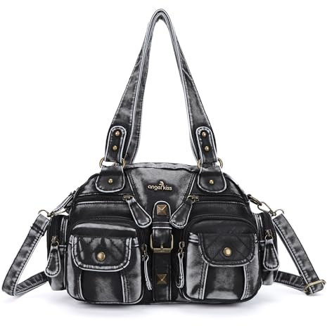 Angel Kiss Handtaschen Damen,Henkeltasche PU Leder Shopper Groß Umhängetasche Schultertasche mit Abnehmbarer Gurt