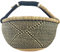 Bolga Korb Afrika - XXL - Das Original aus Ghana - Bunt - Fair Trade - Rund - Viele Farben - Afrikanischer Graskorb mit Ledergriff - Flechtkorb 30-40 cm - Rundkorb mit Wunschdesign (Mandela)