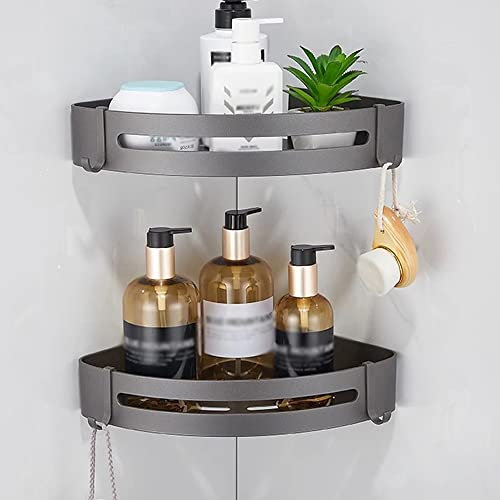 WOLWES Bathroom Shelf Floating Shelves Shower Caddy Multifunctional Gunmetal Gray Bathroom Accessory Set Space Aluminum Metal Towel Rail Rack Paper Holder Toothbrush Holder Rustproof Durable/Double Co