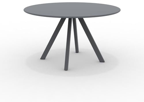 Mondo Viro Runder Tisch aus verzinktem Metall Daisy für den Garten, zerlegbar, 130 x 130 cm, 75 h (antikes Grau)