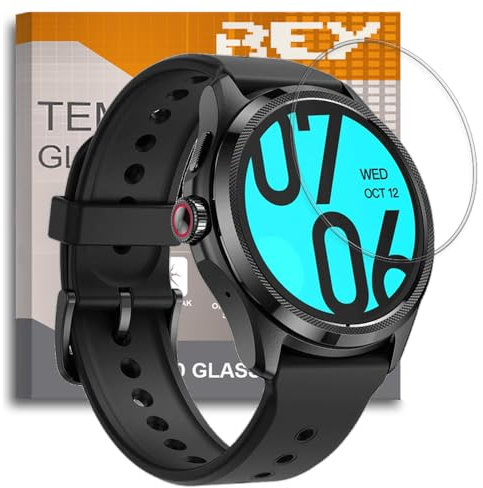 REY 3X Protector Pantalla para MOBVOI TICWATCH Pro 5, Cristal Vidrio Templado Premium