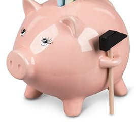 Geldgeschenke Sparbüchse Spardose Sparschwein Schwein mit Hammer 16cm - Nicht zum Öffnen
