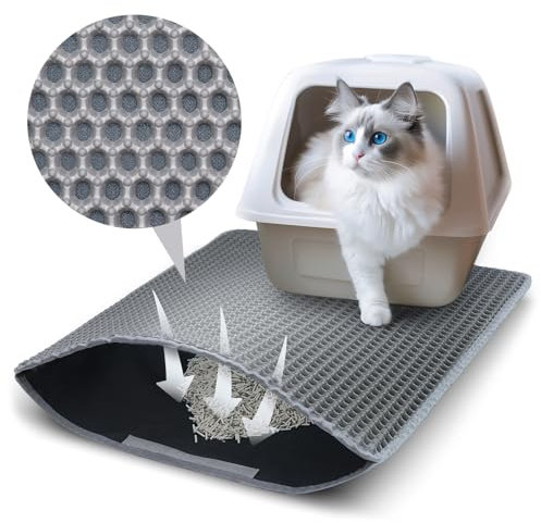 Katzenklo Matte, 60x45 CM Katzenstreu Matte, Doppelte Schichte Non-Slip Wasserdichte Entwurf Katzenmatte Katzenklo, Bienenwabe Matte Katzentoilette, Cat Litter Mat Streu Kontrolle