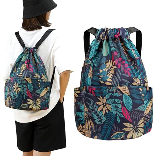 Elitecran Impermeabile Sportivo Zaino con Coulisse, Zainetto Leggero Sacca con Cordoncino Sportiva Sacche, Borsa da Palestra Scuola Viaggio Pieghevole Zainetti Zaino In Nylon per Piscina Viaggio Yoga