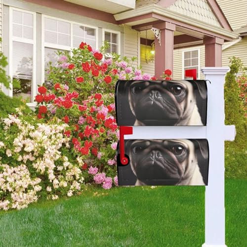 Briefkastenabdeckung, Mops, magnetische Briefkastenabdeckung, Standardgröße 53,3 x 45,7 cm, wasserdichte Briefkastenabdeckung, dekorative Briefkästen für den Außenbereich, Garten, Hof, Zuhause