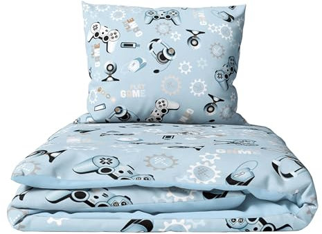 2-teiliges Baby-Bettwäsche-Set mit Bettdecke und Kissen, 120 x 90 cm, passend für Kinderbett (Spiele)