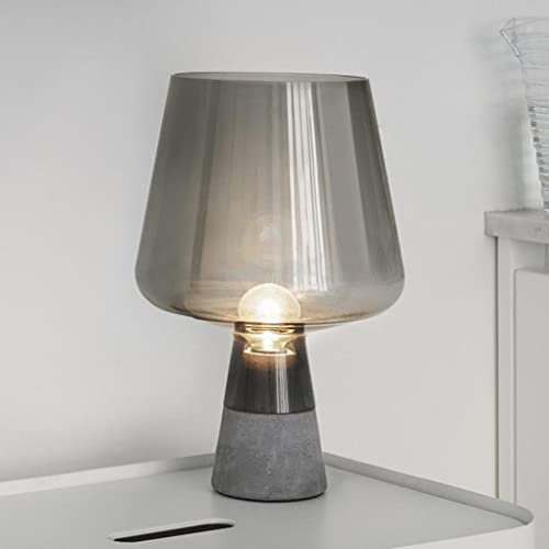 SSNCcNC Tischleuchte Nordic Glasschirm Nachttischlampe Modern Zement Tischlampe E27 Landhaus Schreibtischlampe für Schlafzimmer Wohnzimmer Hotel Café Dekorative Max 40W D20*H30CM,A